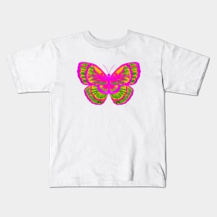 Pink and Green Butterfly Kids T-Shirt